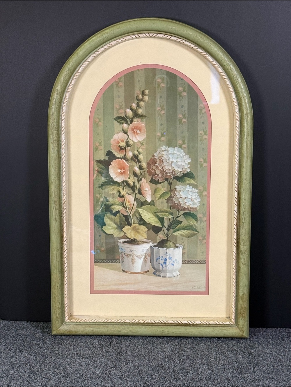 Vintage Home Interiors Arched Floral Framed Print 🌸 21x14.5